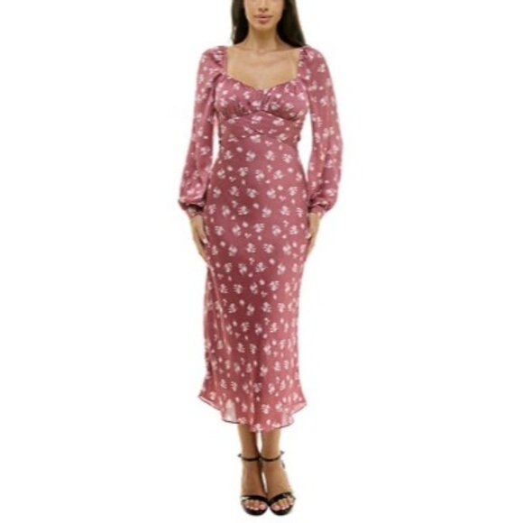 B. Darlin Dresses & Skirts - B. Darlin Floral Print Long Sleeve Midi Dress With Tie Back